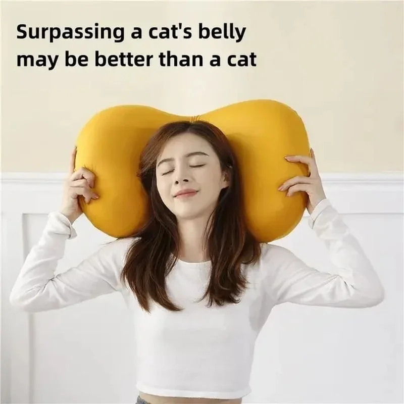 Solid Color Cat Pillow Memory Cotton Cervical Protection Sleep Aid For Dormitory Students Male House Hold Nap Pillow Cat