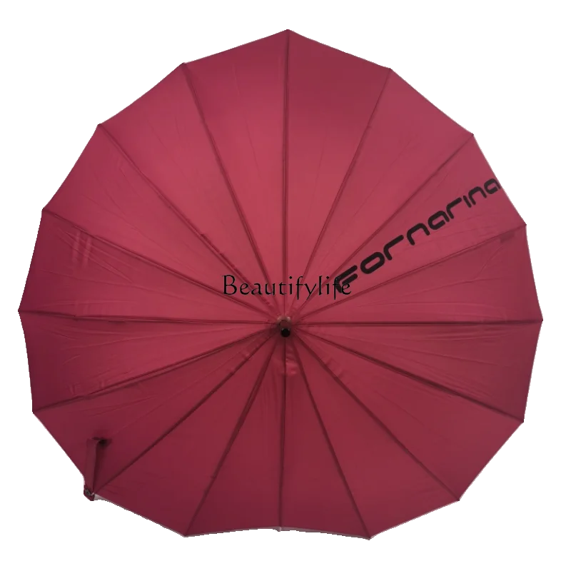 

Creative Heart Umbrella 16-Bone Reinforced Windproof Manual Lightweight Long Handle Umbrella