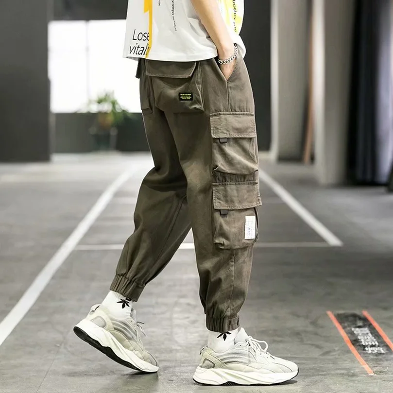 Cotton Overalls Cargo Pants For Men Brand Casual Pants Korean Spring Autumn Men's  Pants Oversize Nine-Point Trousers - AliExpress