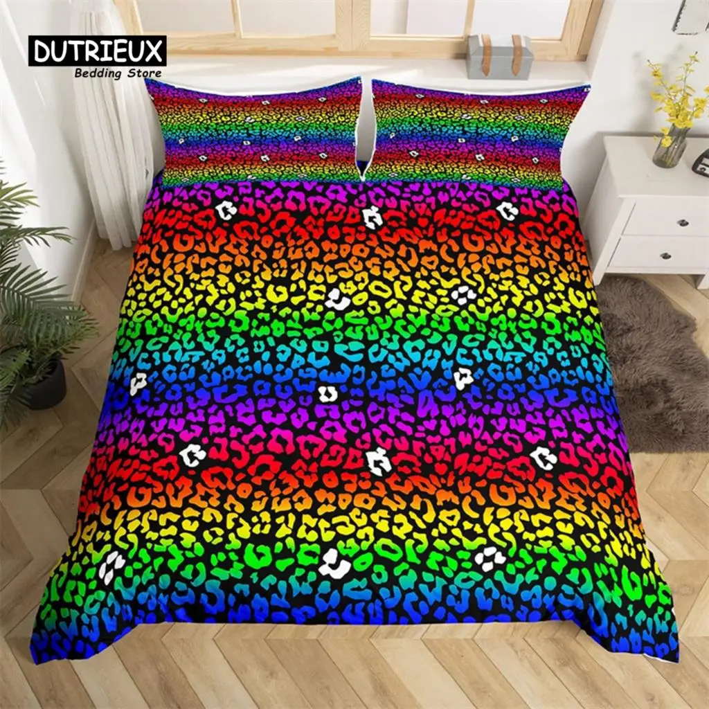 Rainbow Cheetah Print Bedding