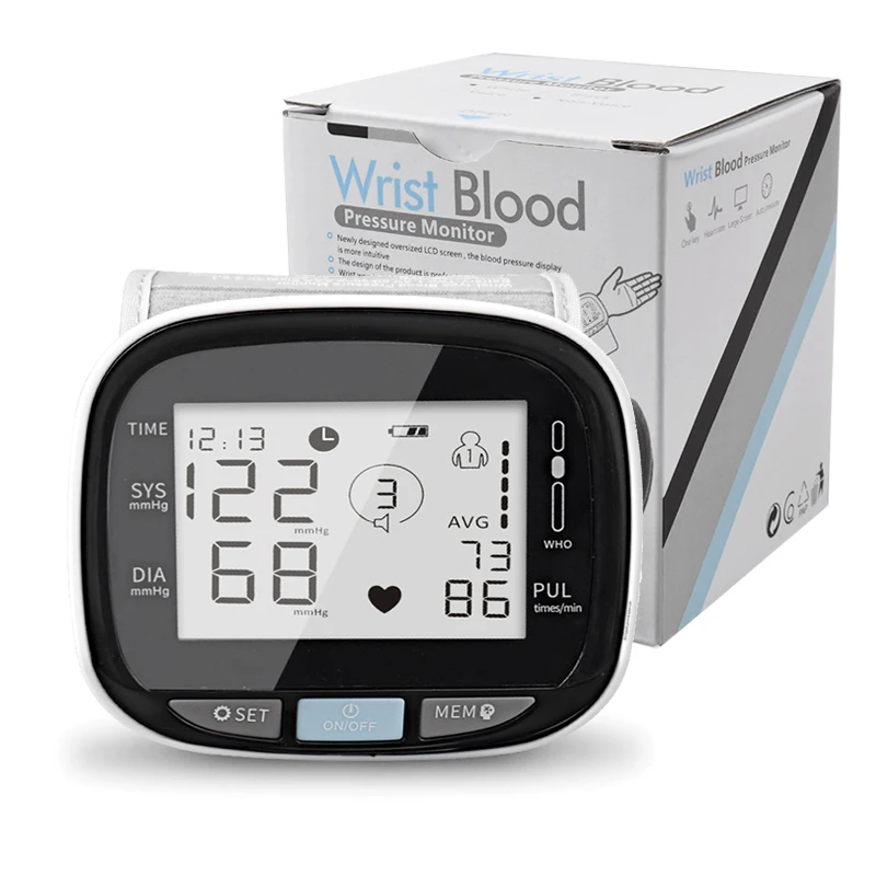 

Automatic Wrist Medical Digital Blood Pressure Heart Rate Tensiometer BP Pulse Rate Tension Manometer Sphygmomanometer Monitor