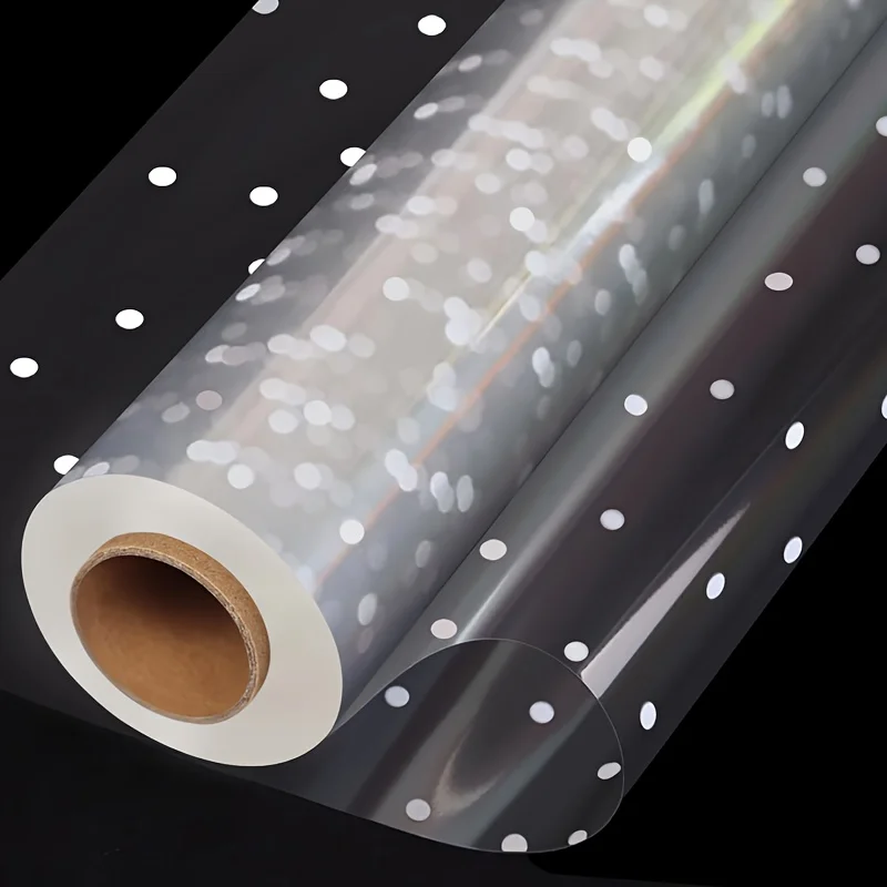 Transparent gift wrapping paper with unique white embellishment suitable for wrapping snacks gifts and flowers gift wrapping paper