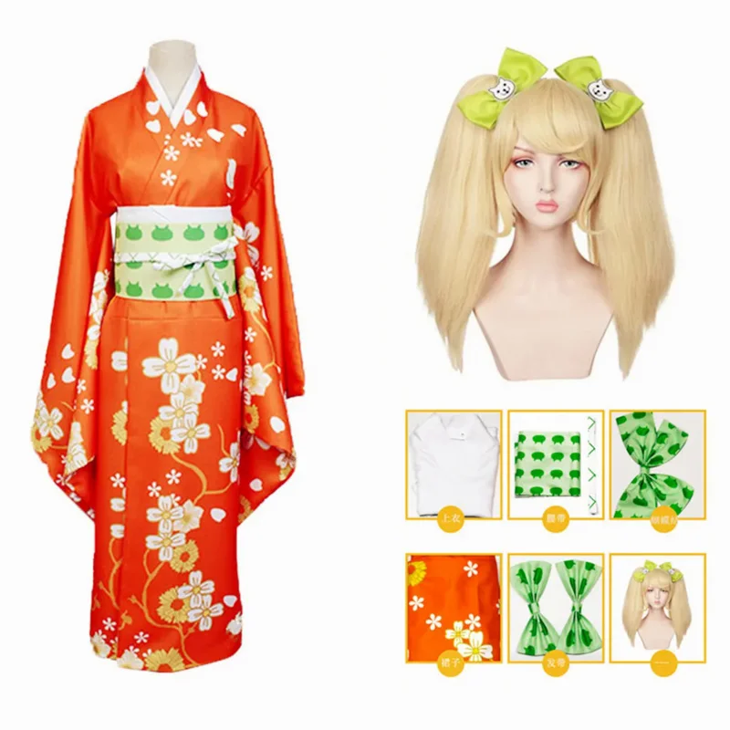 

Anime Super Danganronpa 2 Saionji Hiyoko Kimono Cosplay Costume Vestido Dress Clothes Halloween Costumes Suit Wig Anime Figure