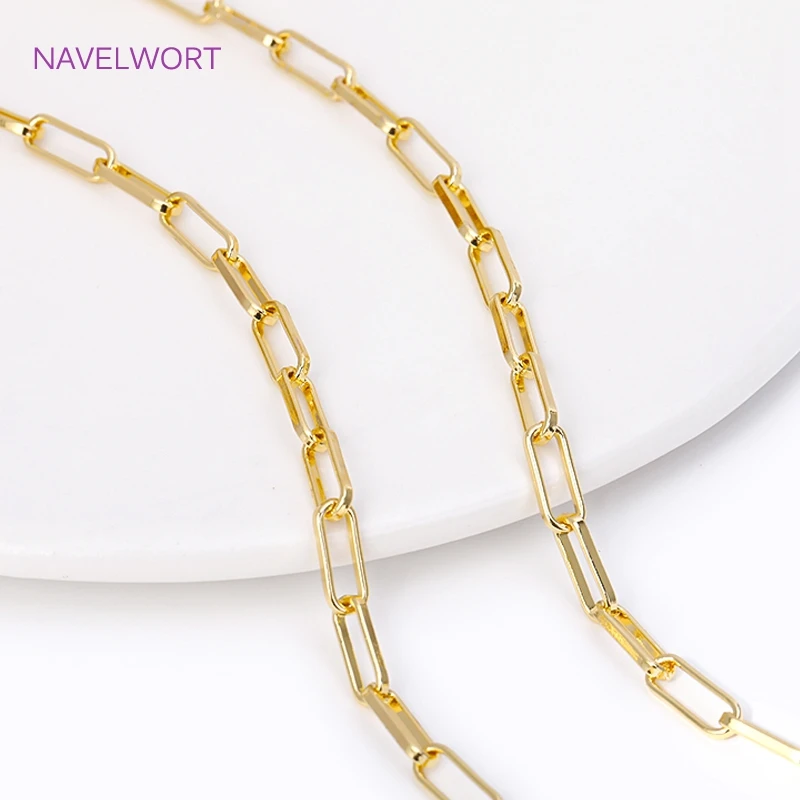 18K Gold Plated Brass Paperclip Link Chain Flat Oval Cable Chain For Jewelry Making DIY Handmade Crafts Accessories jewelry making accessories