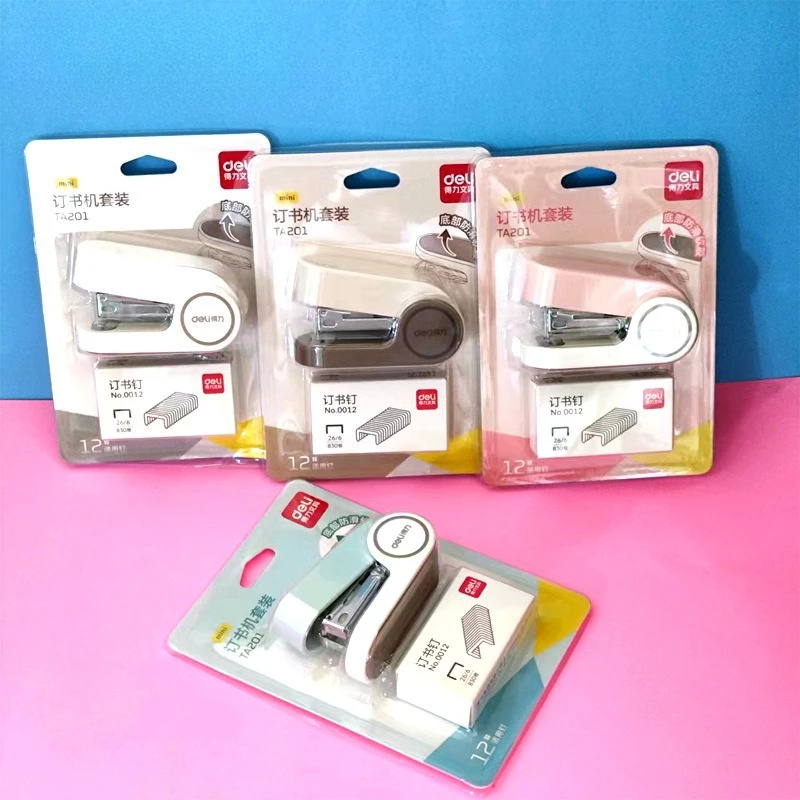 12세트 귀여운 미니 스테이플러 세트 마카롱 색상 스테이플러와 스테이플 북바인딩 귀여운 책상 액세서리 귀여운 스테이플러 가젯 오피시나