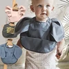 Baby Bibs INS Nordic Style Angel Feed Pocket Burp Girl Boy Infant Meals Bib Waterproof Easy Clean Cute Elephant Bibs Soft PU 1