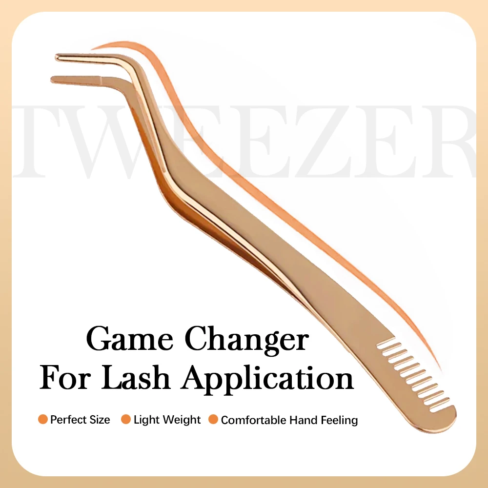 YUANZHIJIE Cluster Lashes Tweezer Comb High Precision Eyelashes Tweezers Makeup Tools Volume Fan Eyelash Extension Nail Art 2
