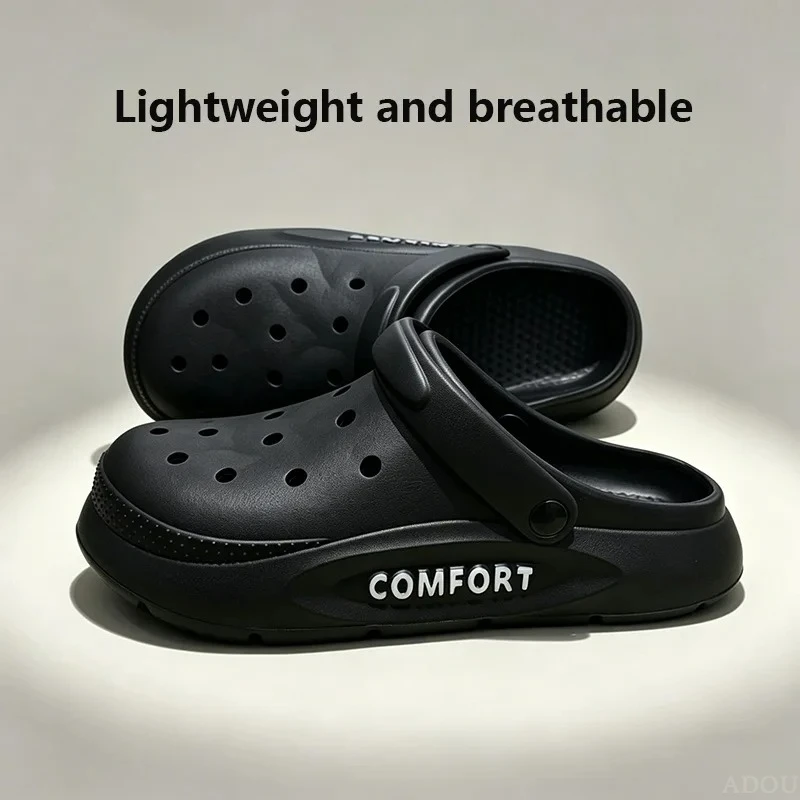 Women's Men's Slippers Summer Anti-Slip Couple Hollow Covered Toe Indoor Outdoor Casual Thick Bottom Sandals for Home Adults - 5