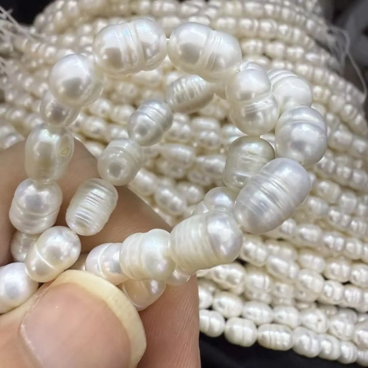 6-7mm 천연 담수 진주 쌀 모양 루즈 스페이서 비즈 DIY 목걸이 팔찌 보석 제작 용품 액세서리 33cm