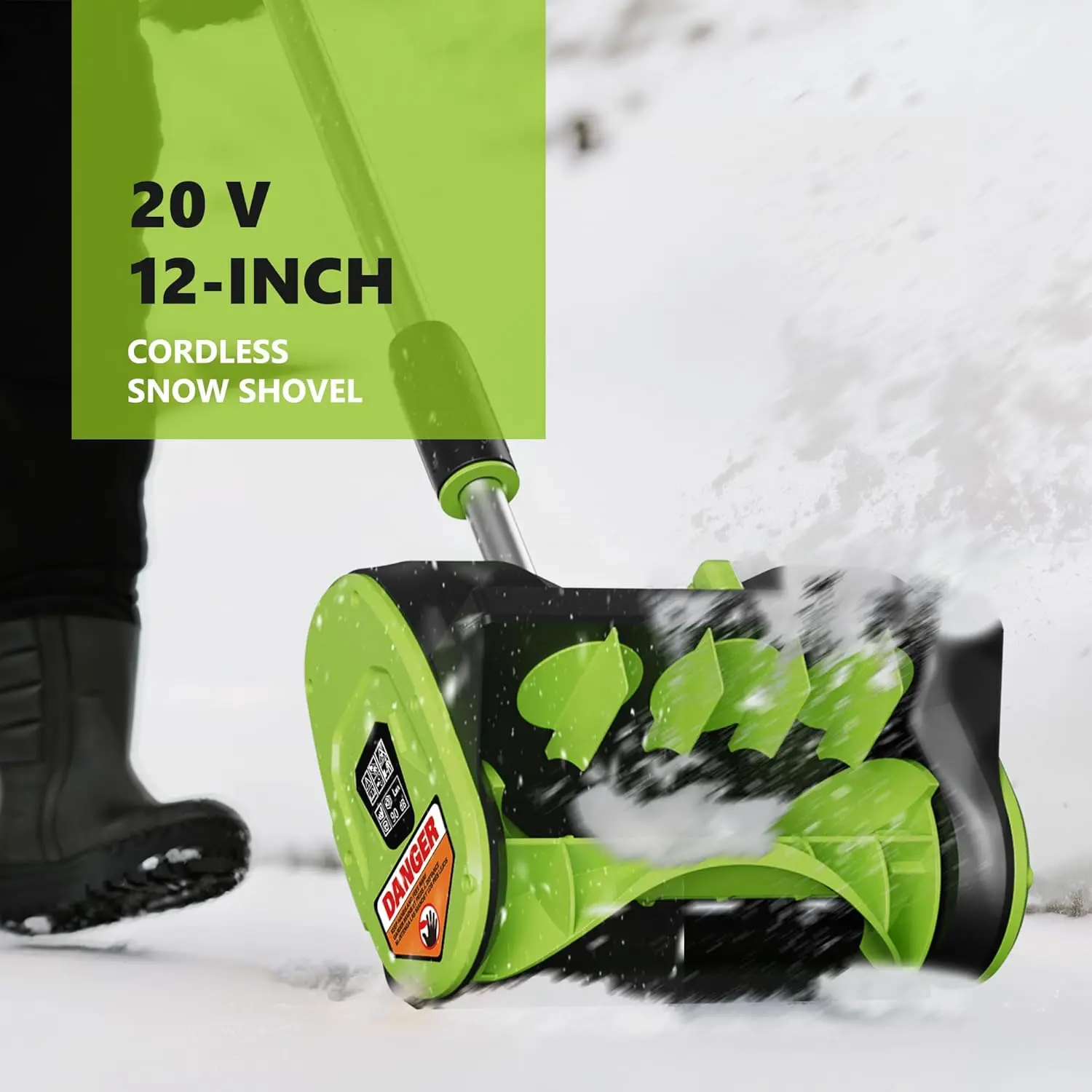 20V 12-Inch Cordless Snow Shovel, Battery Powered Snow Blower with Directional Plate, 20-Volt/4.0 Ah Lithium-ion Battery Pack 6