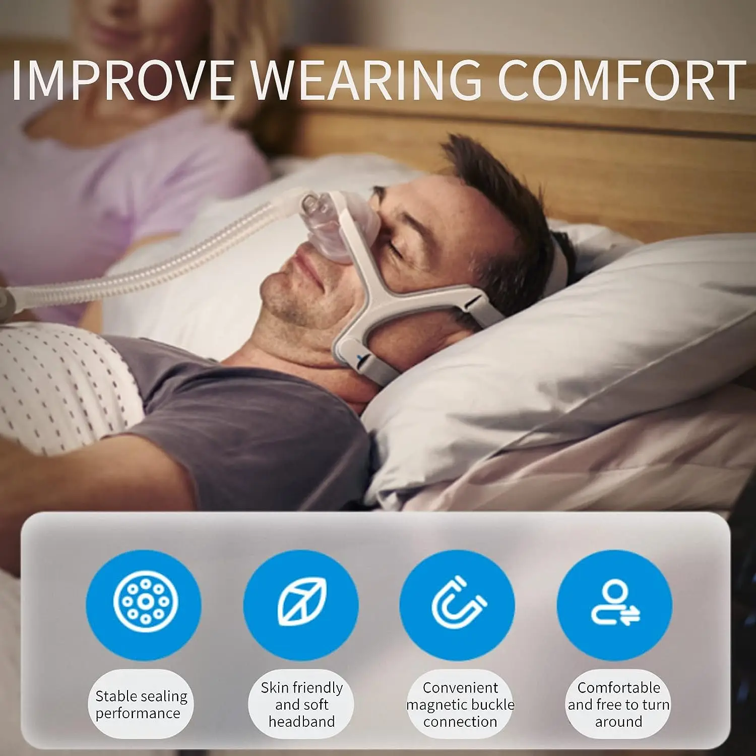 Description Picture 4 of itemResmed AirFit N20 Nasal mask for CPAP Upgrade Reuse Frame Elbow Assembly Kit with Headgear, Frame, Tube and Cushion for N20,