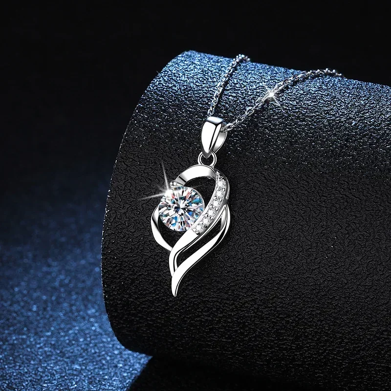 Pendant Necklace 1 Carat Moissanite for Women Party 925 Sterling Silver Diamond Chain Necklaces