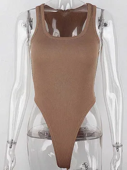 Sleeveless Knit Bodysuit Hot Summer Sexy Bodycon Off Shoulder Halter Tops Casual Street Bodice For Women ClubWear 6