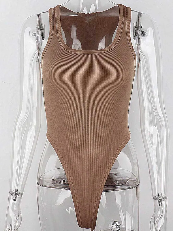 Sleeveless Knit Bodysuit Hot Sexy Bodycon Off Shoulder Halter Tops Street...