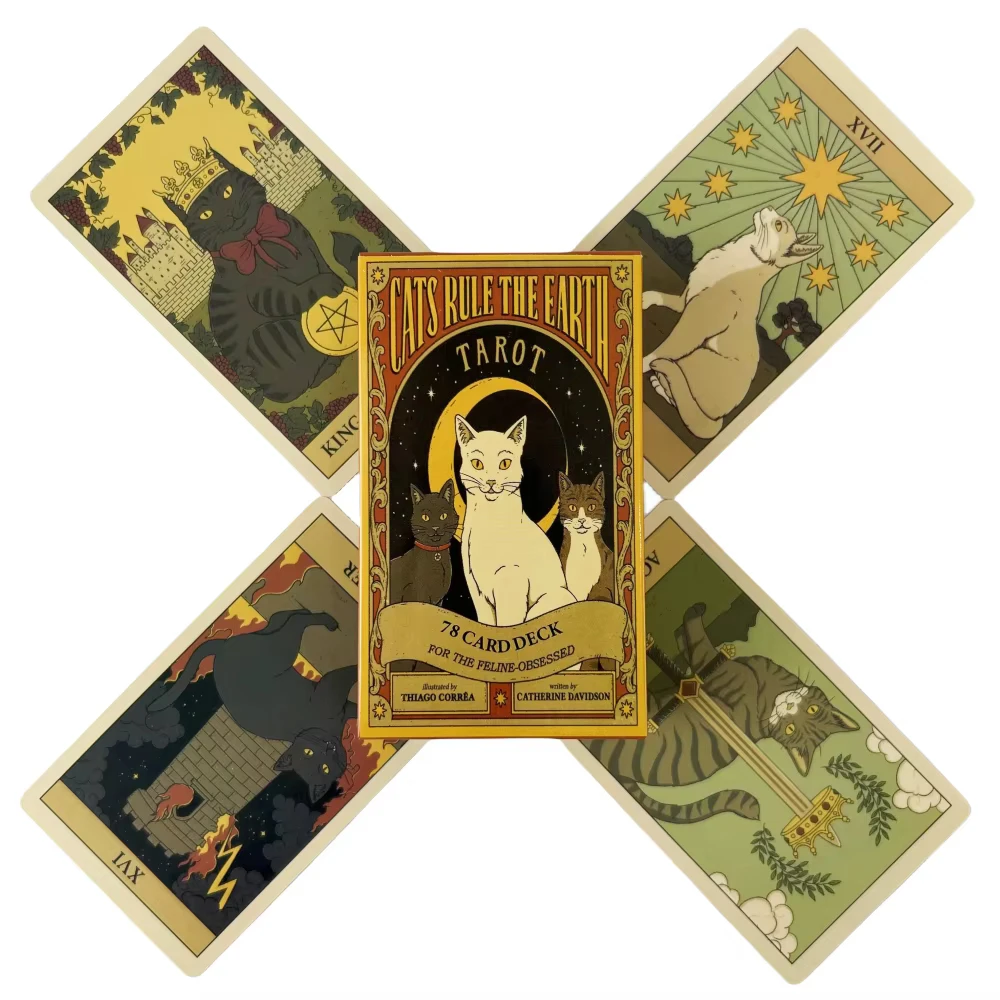 קלפי טארוט של חוקי החתולים - משחק 78 קלפים באורקל, גרסת חידוש החזות באנגלית