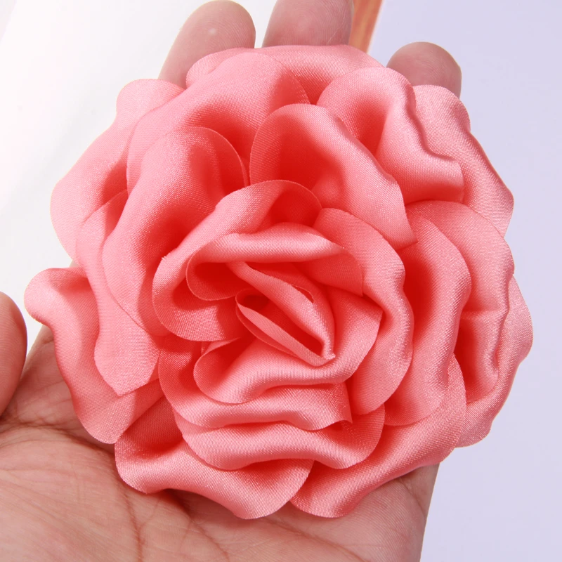 5 Stücke 9 cm Vintage Künstliche Blumen Zubehör Für kleider DIY Seide Spitze Stoff Floral Für Frauen Party Brosche Haar Broschen clips – Detail 7