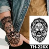 Tatouage autocollant temporaire, motif Lion noir, pour hommes et femmes, loup, tigre, Rose, imperméable, faux, Animal sauvage, Art corporel, transfert d'eau 1