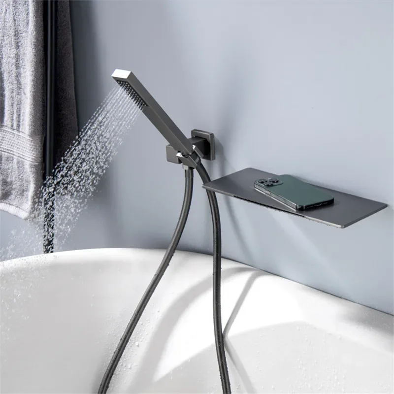 Description Picture 6 of itemGray Bathtub and Shower Faucet Set Brass  Waterfall  Mixer With Handheld Waterfall  Tap