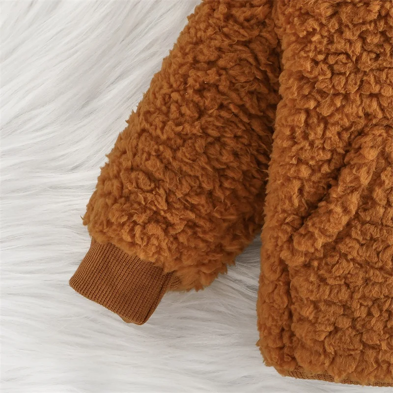 Winter Warm Baby Boy Girls Fleece Jacket Long Sleeve Stand Collar Zipped Coats Outwear with Pockets For Toddler Infant Clothes