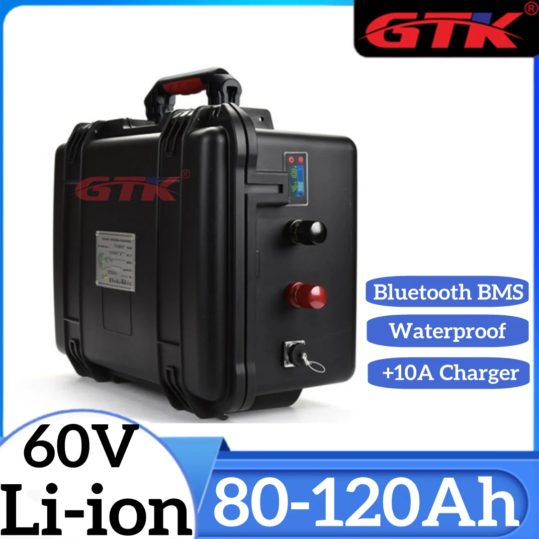 

GTK Waterproof 60V 80Ah 100Ah 120Ah Lithium Ion Battery with Bluetooth BMS 16S for Electric Sightseeing Cars Trolling Motor EV