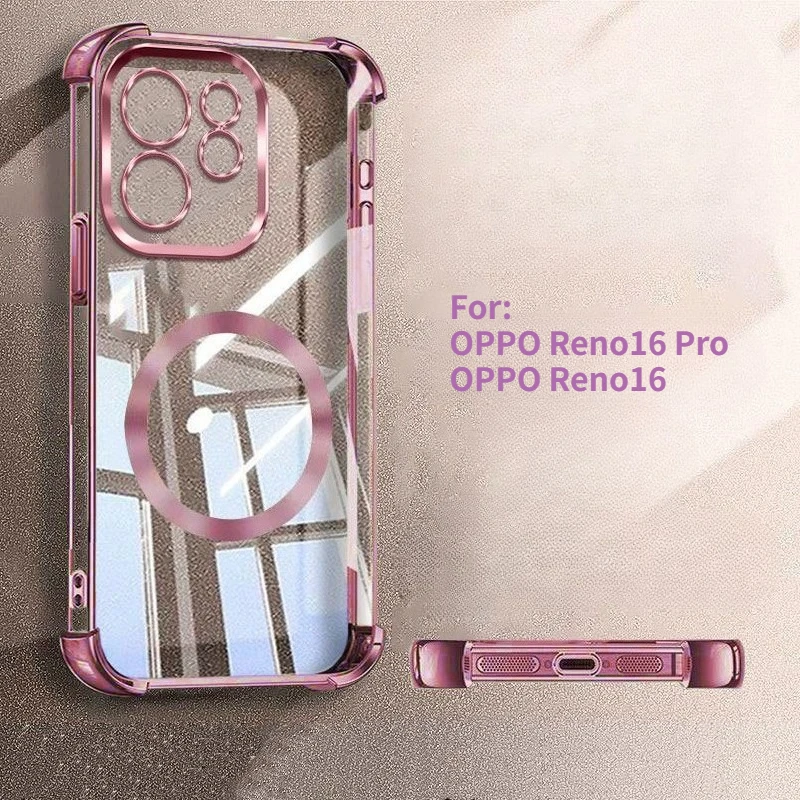 OPPO Reno Protective Magnetic Ring Case with Anti-Drop TPU and Lens Film - CD Pattern Design