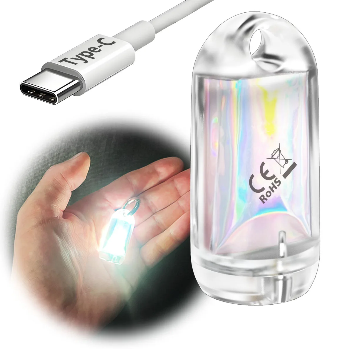 USB Ultra Mini LED Lanterns,Waterproof EDC Keychain Light High Flashlight for Camping Rechargeable Battery Stick Light