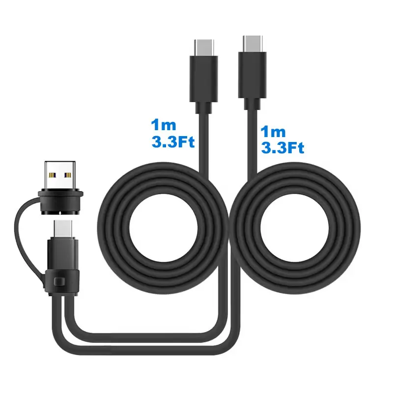 2in1 USB A/C - 듀얼 USB C 케이블 멀티 타입 C 분배기 케이블 짧은 1입력 2출력 USB 타입 C 충전 케이블 (2개 기기 충전용)