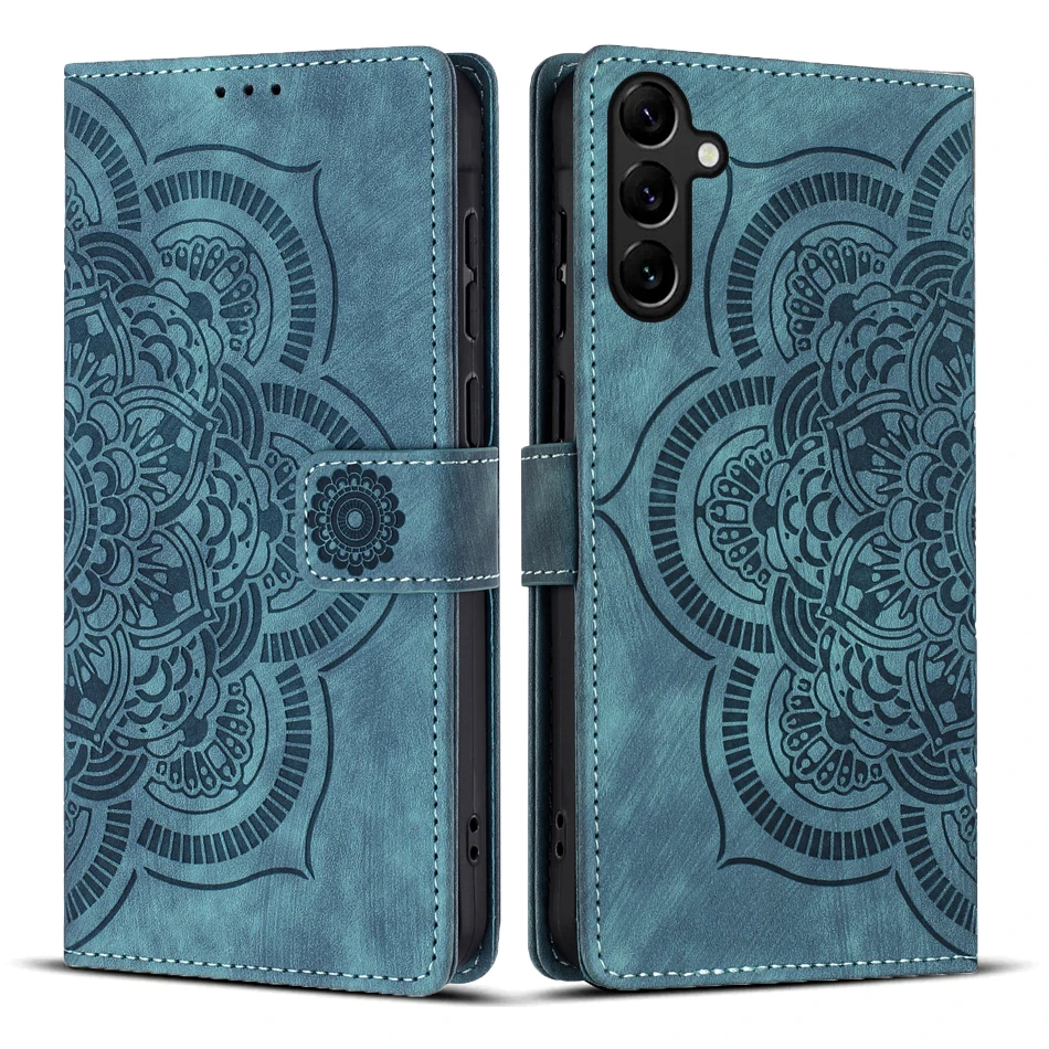 Elegant 3D Flower Leather Phone Wallet Case Cover