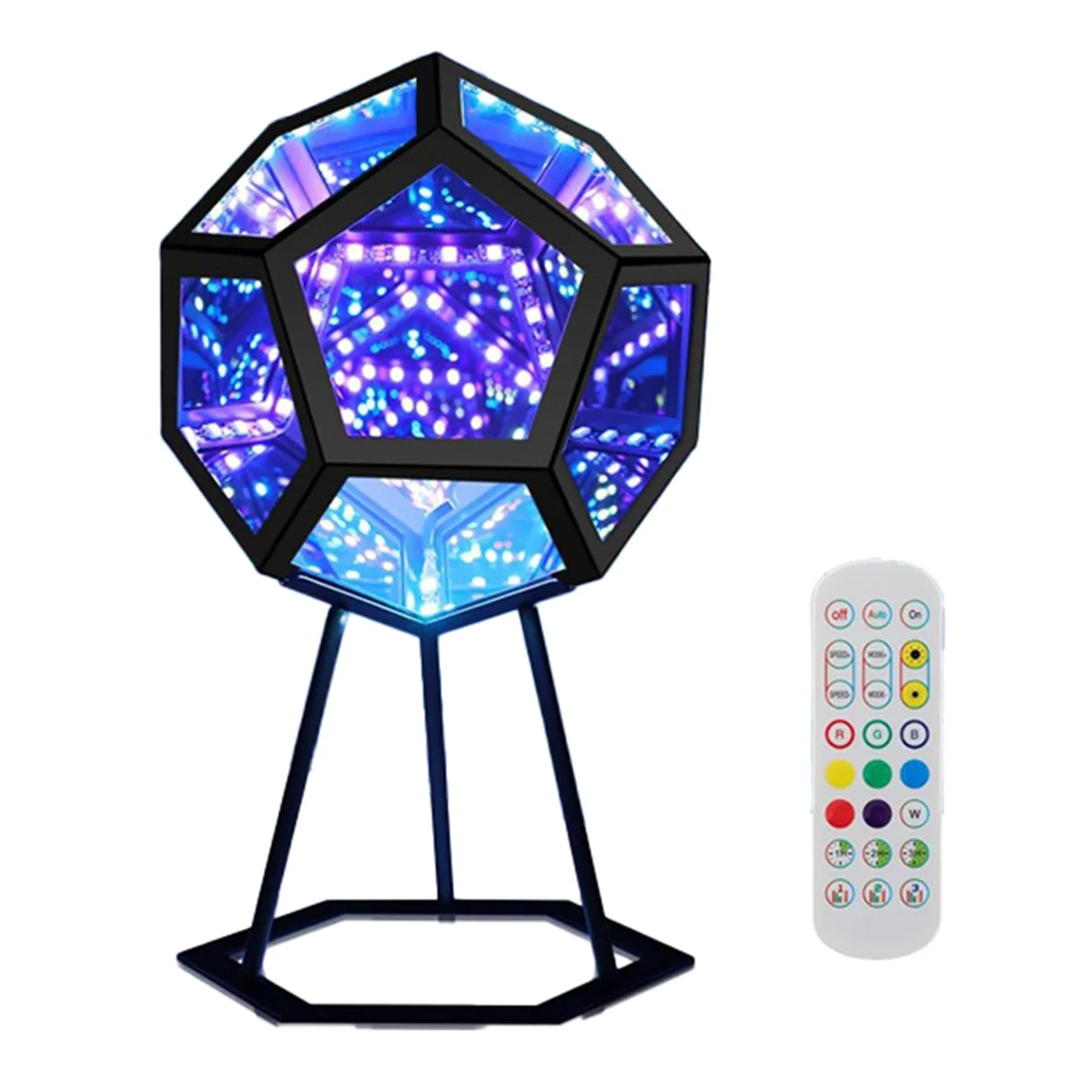 SEMOIC Mirror Light, Infinite Dodecahedron Light for Gaming Room Decor 3D Cube Cool RGB Color Changing Night Lighting