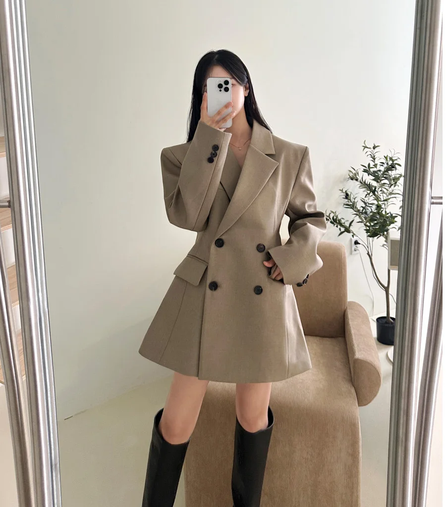 Autumn New Elegant Blazer Coats for Women Long Sleeve Office Lady Korean Fashion Casual Loose Street Trends Solid Blazers Jacket