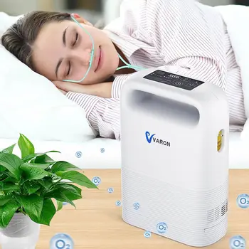 VARON 휴대용 90% 순도의 산소 발생기, 가정 여행 디자인, 배터리 포함 소형 공기 청정기, 110V, 1-5 리터