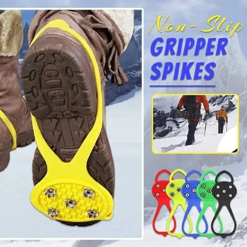 

Unisex Men 5 Teeth Ice Gripper For Shoes Crampons Ice Gripper Spike Grips Cleats For Snow Studs Non-Slip Climbing Hiking Covers
