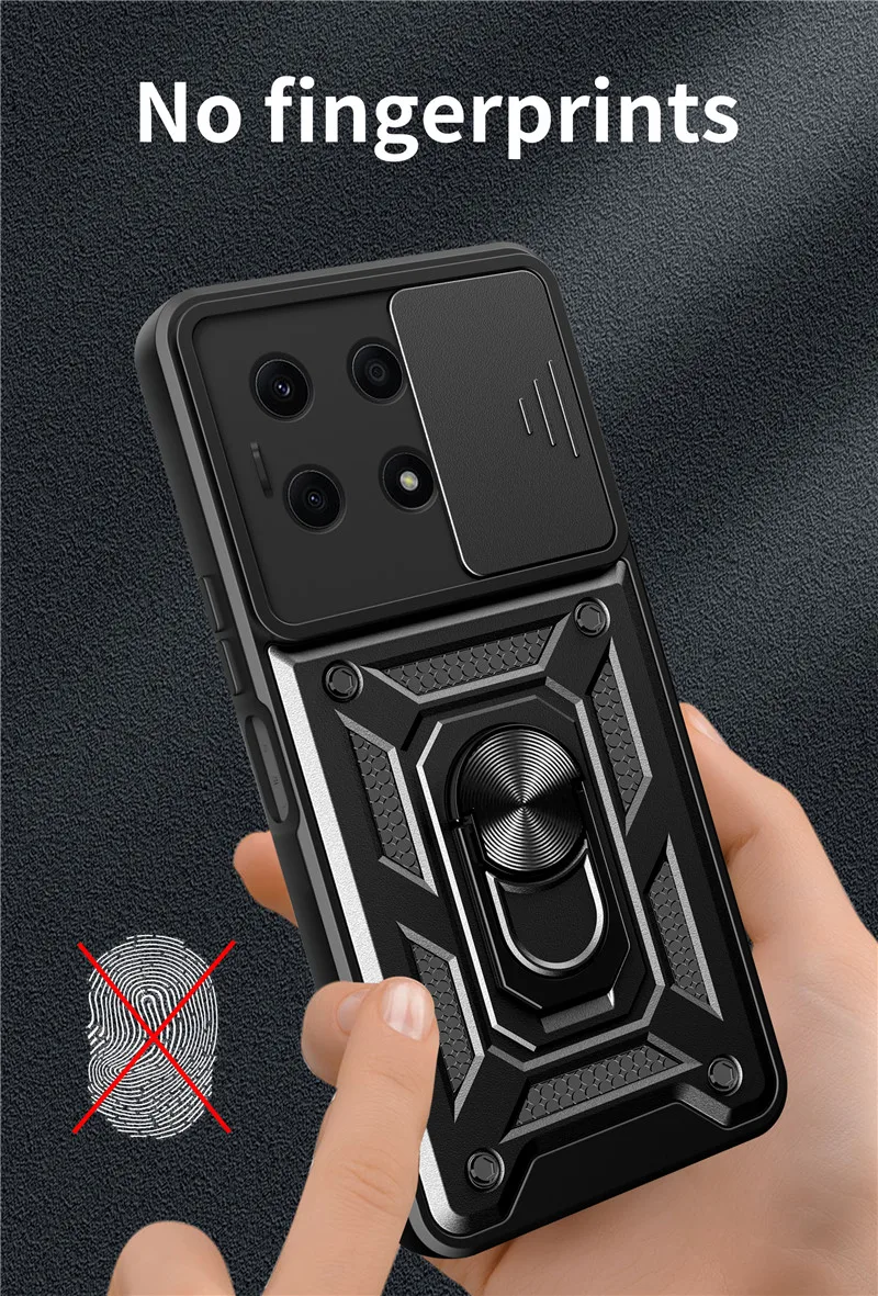 Huawei Honor X8A 4G 케이스, 충격 방지 아머, 마그네틱 거치대 링 휴대폰 케이스, Honor X8A 슬라이드 카메라 보호 후면 커버