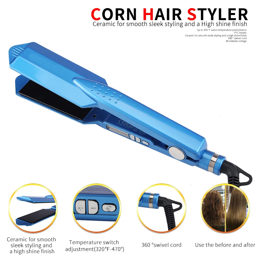 Professional Hair Straightener Flat Iron 11/4 Nano Titanium 450F Temperature Hair Straightener and curler Wide Plate hair styler 3