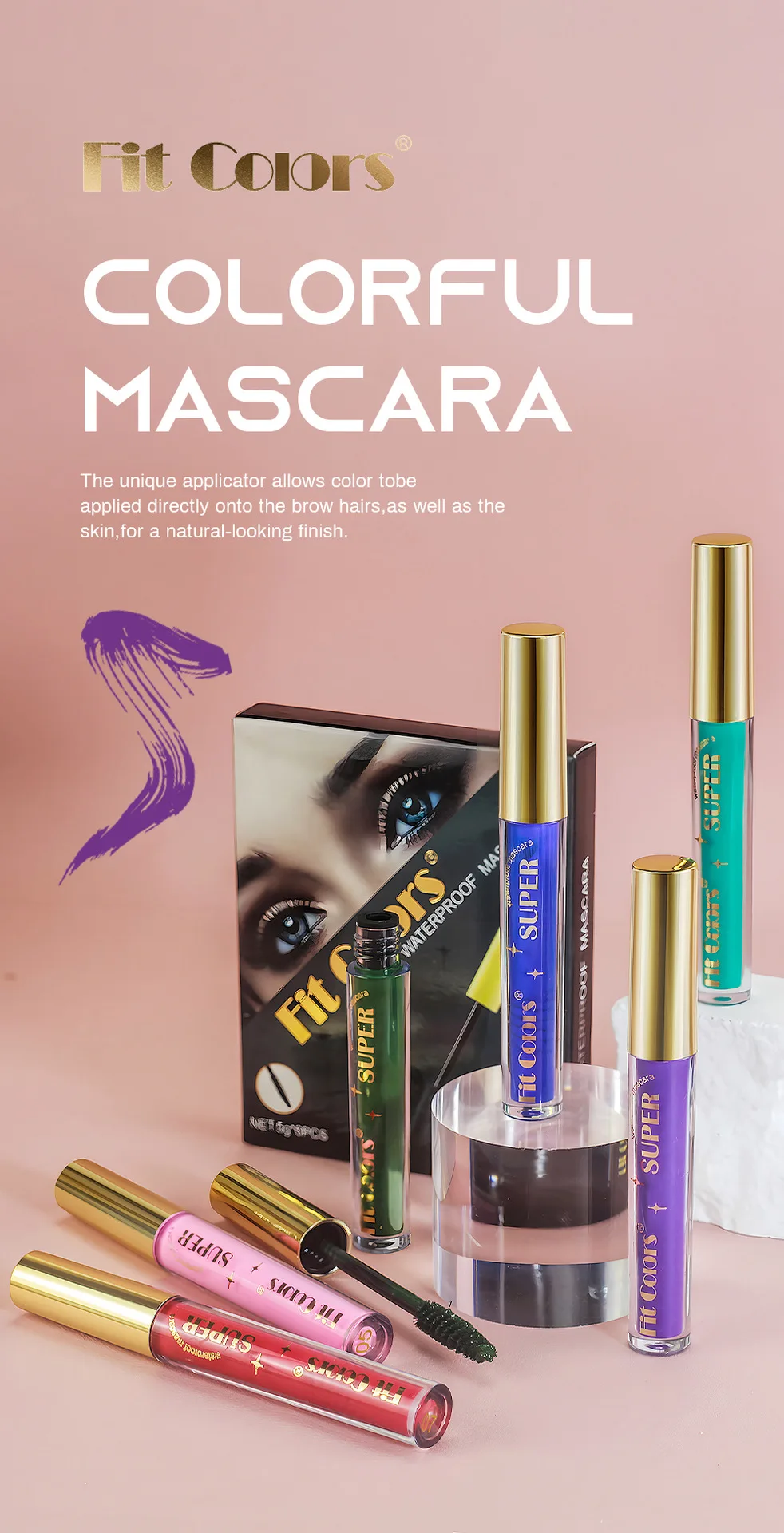 5D Silk Fiber Mascara Lash Color Mascara 12 Colors 3D Mascara Eyelash Extension Thick Lengthening Eye Lashes  Holiday Stage Make