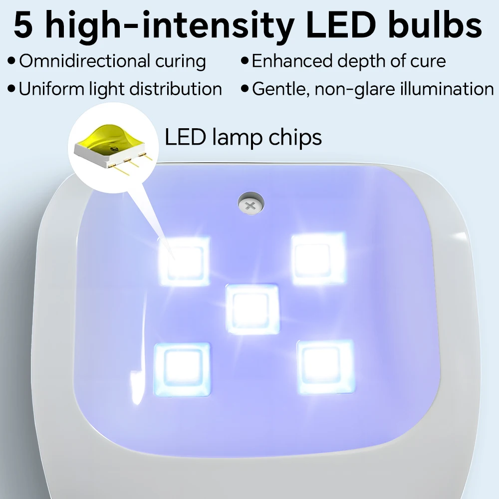 Handheld Nail Light for Gel Nails, Cordless Rechargeable LED Nail Lamp with Timer, Nail Dryer for Fast Curing & DIY Manicure Art