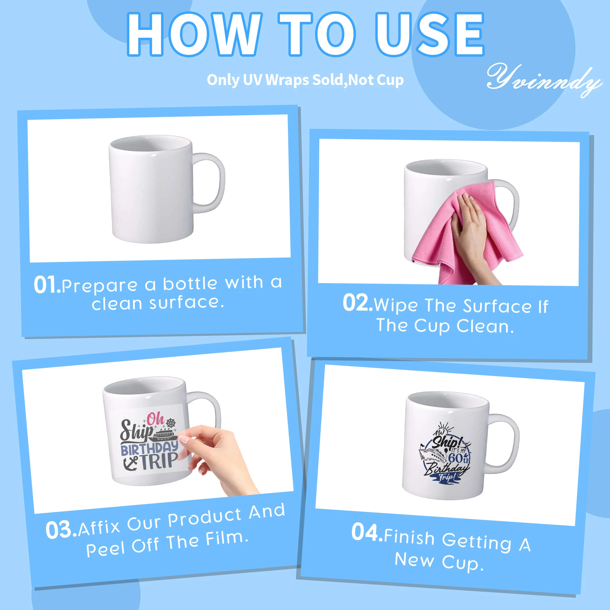 105개/세트 세일링 생일 여행 UV DTF 전사 스티커 DIY 공예 키트 (크리스탈 라벨 포함) 16온스 유리병 포장 스티커