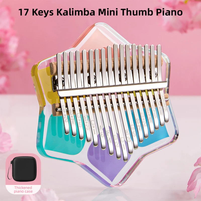 

Мини-пианино Kalimba, 17 клавиш, портативный музыкальный инструмент со стандартным рисунком, милый подарок для начинающих