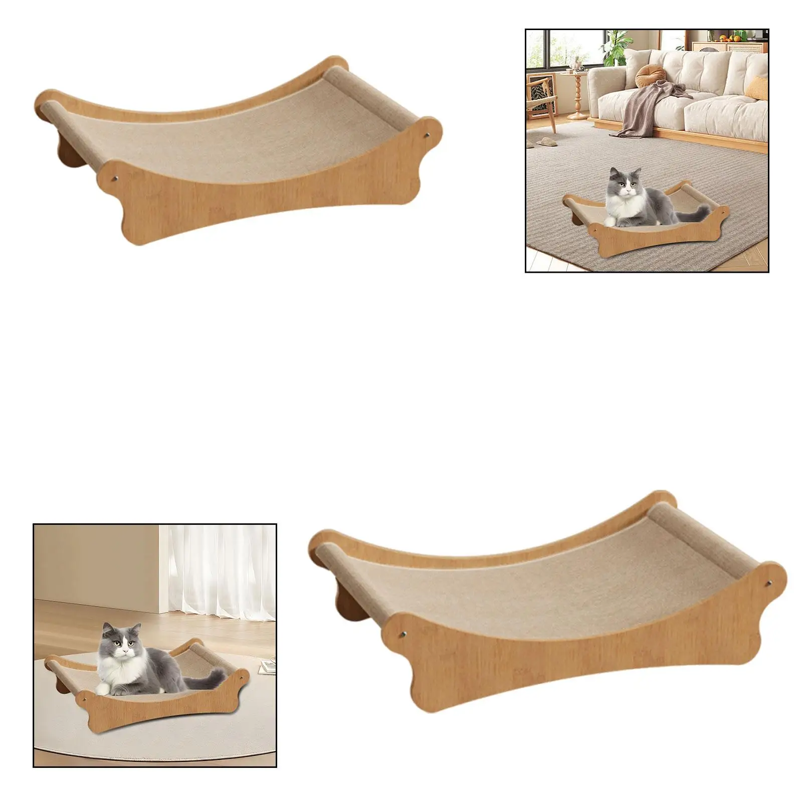 Cat Scratcher Bed, Gift, Grinding Claw Toy, Rest Wear Resistant, Wooden, Pet Furniture Playing Scratch Pad Cat Scratching Board