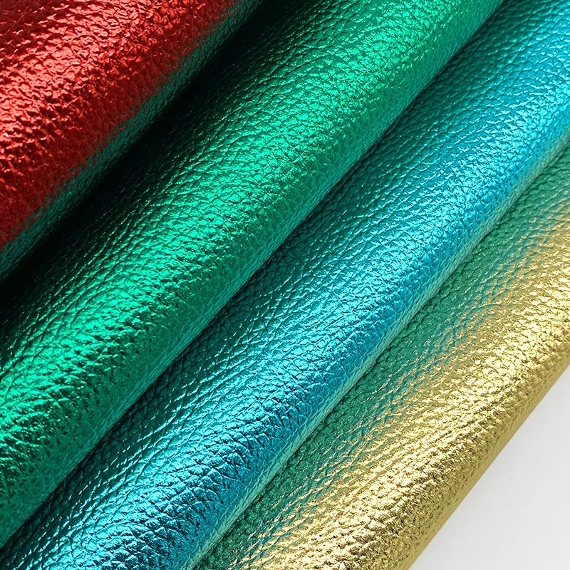 

XHT Solid Colors Metallic Litchi Grain Design PU Embossed Faux Fabric Leather Sheet for Shoe/Purse/Wallet/Earring/Craft 20*120CM