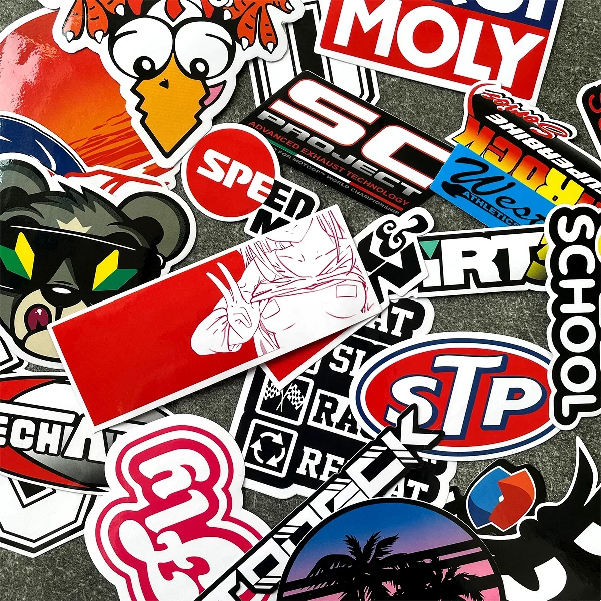 Random Racing Sponsors Laser Rainbow Stickers Motorcycle Moto Motorcross Fender Body Windshield Helmet Decals Accessories 40PCS