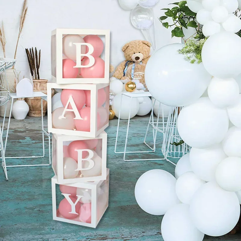 27/25cm Custom Transparent Birthday Balloon Box A-Z Baby Shower Girl 1st Birthday Party Decoration Kids Wedding