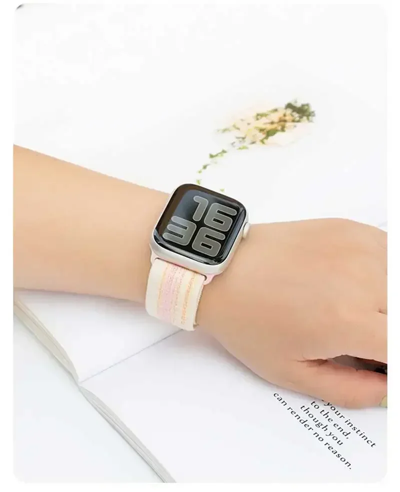 Nylon Loop For Apple Watch Strap 45mm 44mm 46mm 40mm 41mm 38mm 42mm Correa Bracelet iWatch Series 6 Se 7 8 9 10 11 ultra2-3 49mm