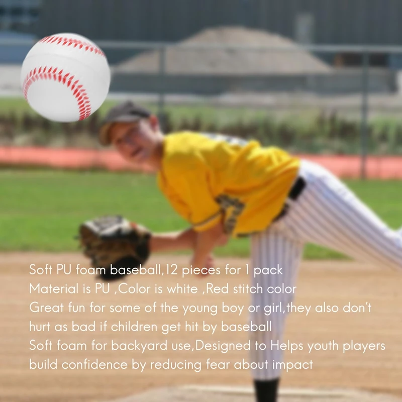 12Pack Baseball Foam Softball 9Inch Adult Youth Training Sporting Batting Ball For Game Pitching Catching Training