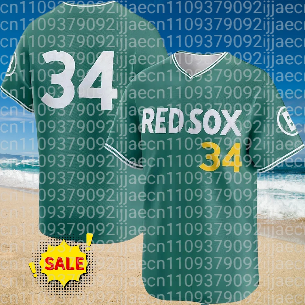 FamilyMatching Red Sox Green Baseball-Trikot für Herren und Damen, Sport, Freizeit, Breathe City Connect „34“-Trikot, 3D-Modekleidung