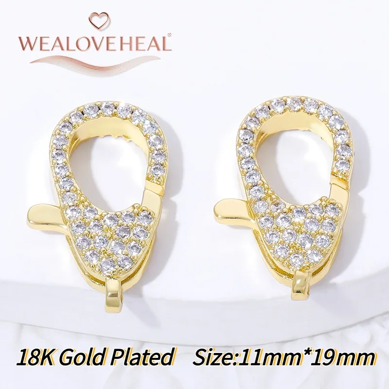 Modischer Zirkon-Blumen-Verschluss, 18K Vergoldeter Messing-Metallverschluss für DIY Handgemachte Schmuckherstellung Zubehör – Detail 34