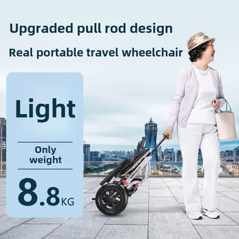 Sedia a rotelle manuale per donna incinta pieghevole leggera piccola scooter da viaggio per anziani