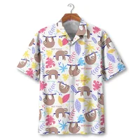 Australia Sloth Hawaiian Shirt For Men Fashion 3d Printed Tropic Animals Shirts Summer Street Short Sleeves Button Lapel Blouse 1
