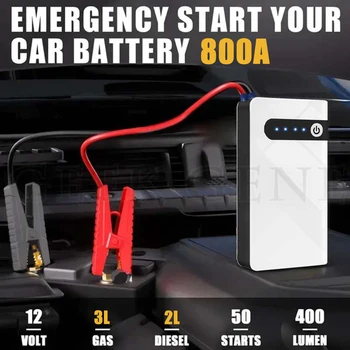 Avviatore di emergenza per auto universale Dispositivo di avviamento 12V Caricatore booster batteria per auto Power Bank 12000mAh per benzina Diesel