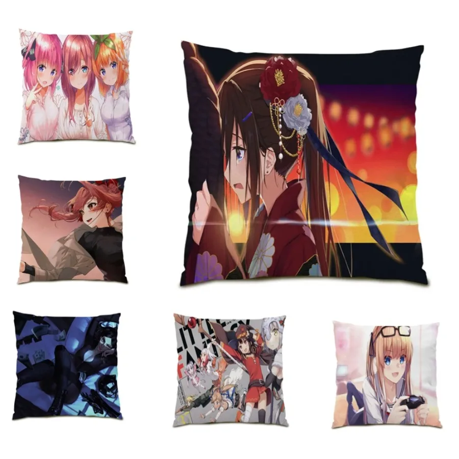 

Anime Cushion Cover 45x45 Living Room Decoration Home Decor Throw Pillow Covers Beautiful Girl Gift Anime Kawaii Portrait E0927